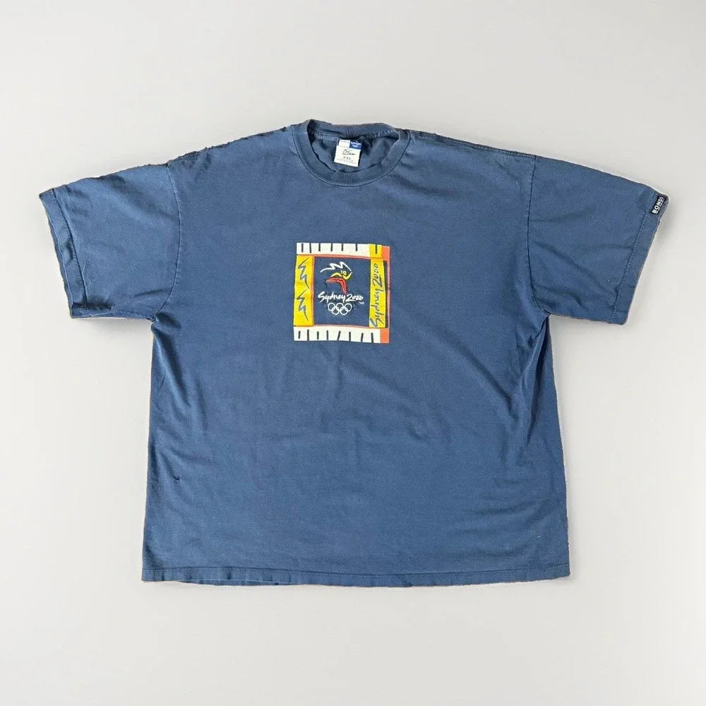 2000 Olympic Games Sydney Australia Bonds Vintage Blue XXL T-Shirt Y2K